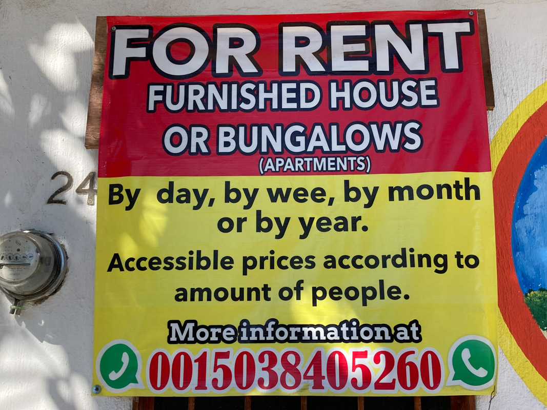 For Rent sign for furnished house or bungalows