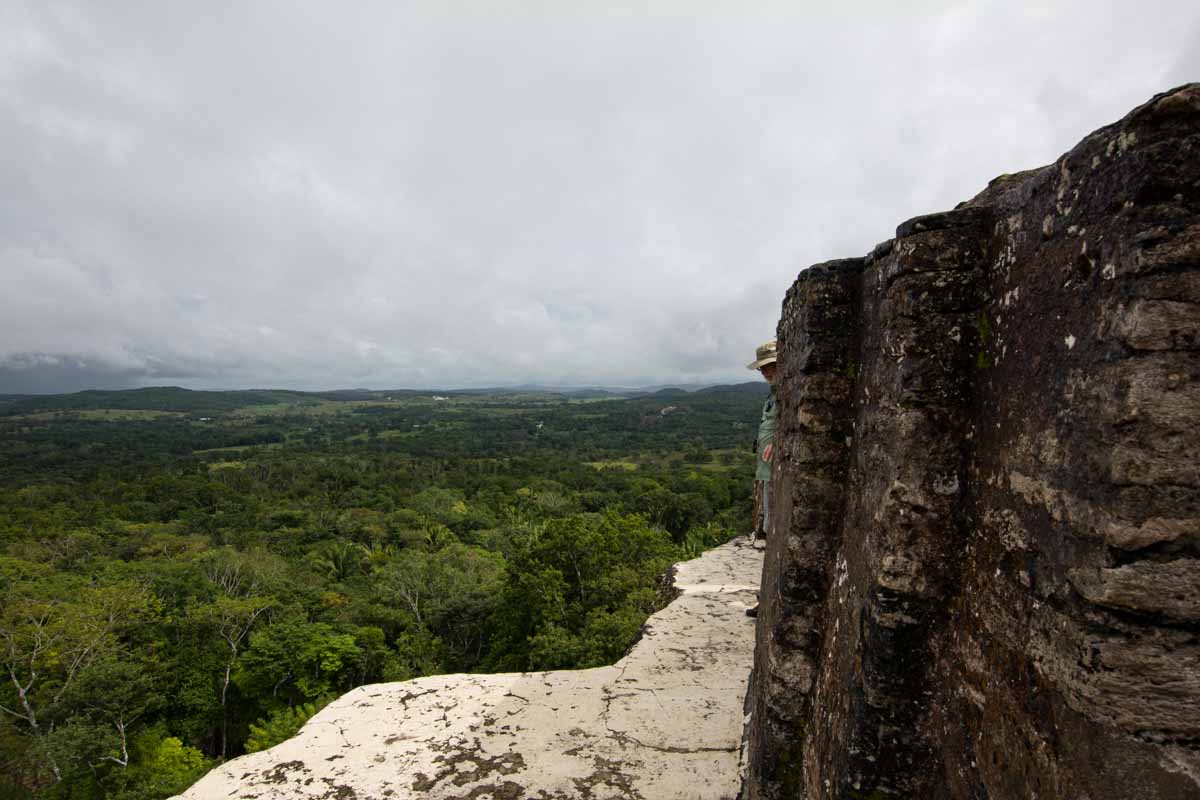 Perilous Peering Overlooking the jungle from atop a Mayan Pyramid