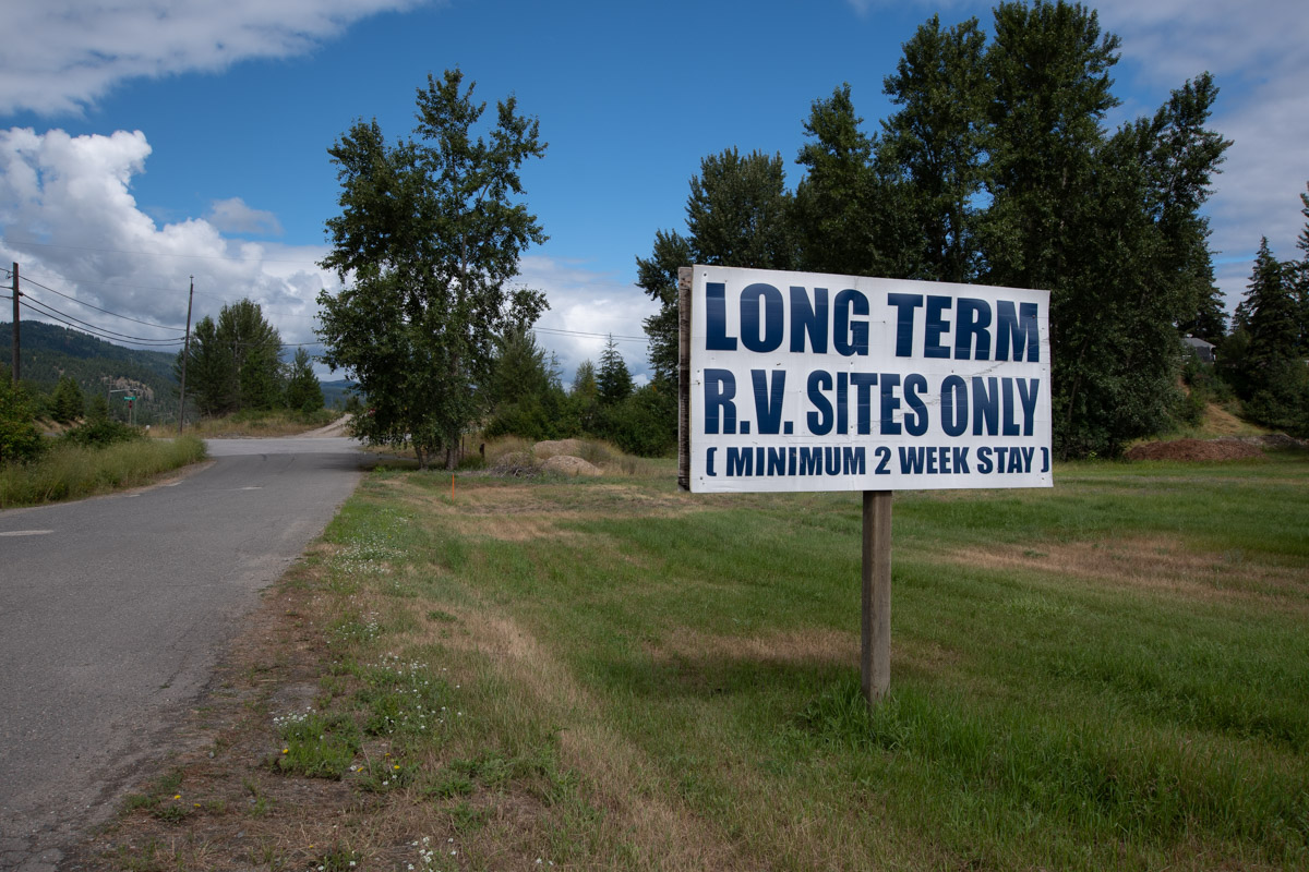 RV Park sign for long-term rentals