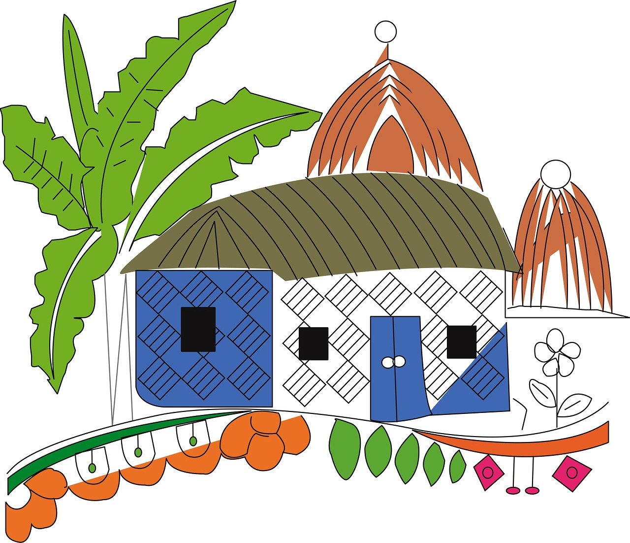 A Colorful Little House in a Village